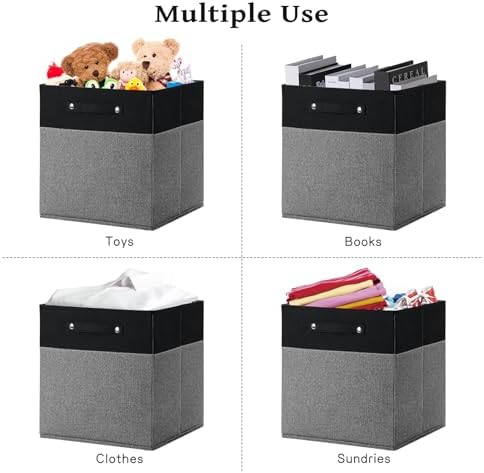 FinishingBo 13x13x13 Storage Cube Bins 4 Pack, Cube Shelf Baskets