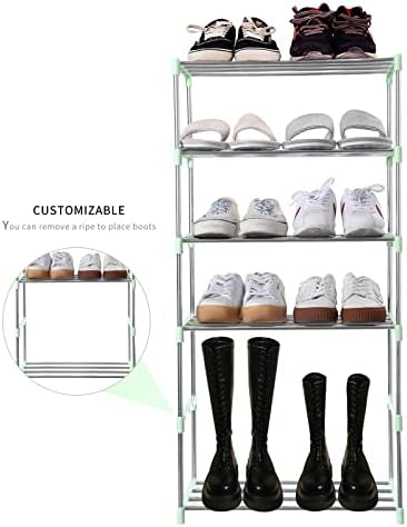 Stackable Small Shoe Rack, Entryway, Hallway and Closet (10-Tier, Green)