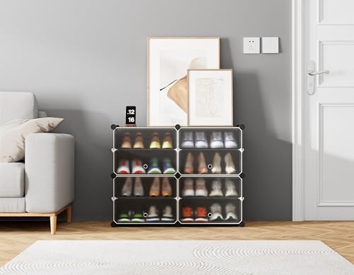 HOMIDEC Shoe Rack Organizer 16 Pair Modular Shoe Storage Cabinet for Closet