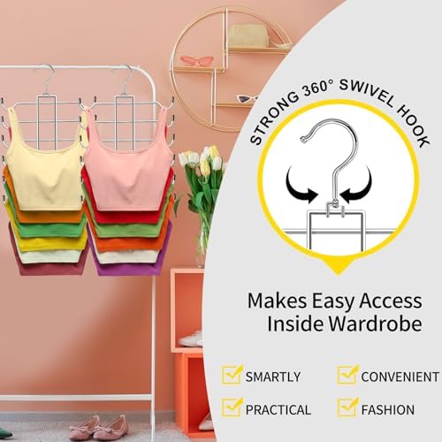 1 Pack Closet-Organizers-and-Storage,6 Tier Tank-Top-Hangers-Space-Saving,Closet-Organizer,Non-Slip Hanging Sport Bras Holder,Dorm-Room-Essentials-for-College-Students-Girls Camisoles Swimsuits Dress