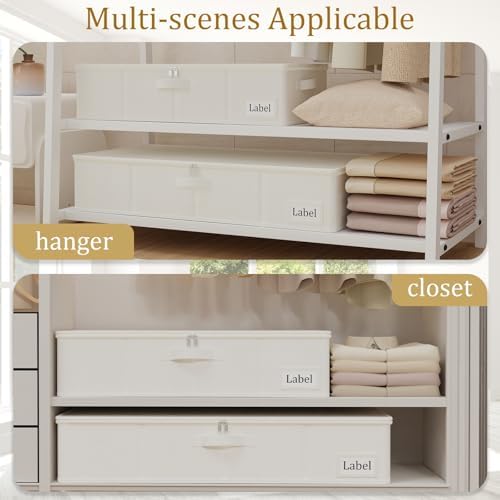 Yawinhe 27L UnderBed Storage Containers,2 Pack Closet Organizers,Beige