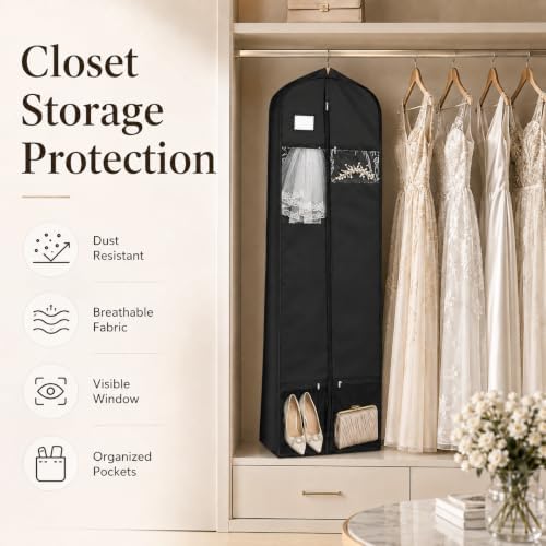 2PCS Wedding Dress Garment Bags for Travel 71"+43" Gown Dress Bag Hanging