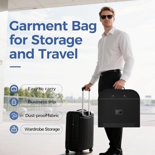 43'' Suit Garment Bag for Travel, 600D Oxford Fabric, Black