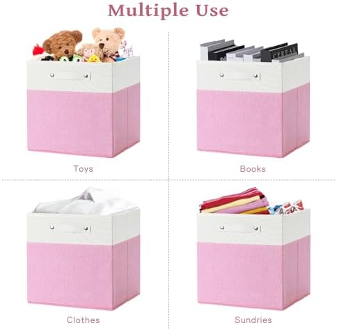 FinishingBo 13x13x13 Storage Cube Bins 4 Pack, Cube Shelf Baskets