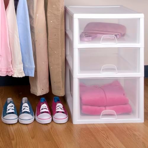 Sterilite Stacking Drawer Storage Organizer for Clothes, 16 Quart, 12-Pack