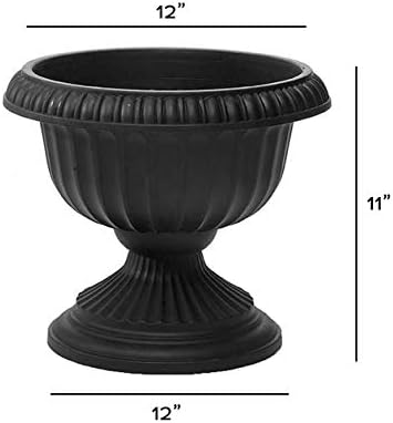 Root & Vessel Grecian Urn Planter, Black, 12-Inch