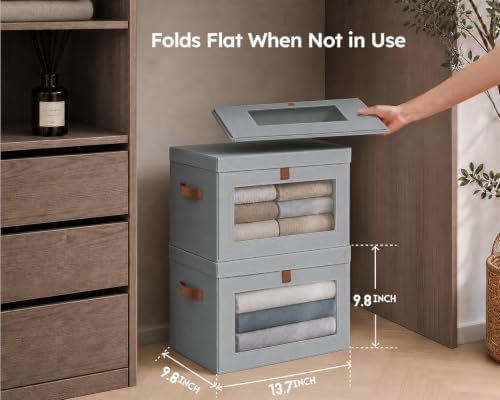 Homsorout Storage Bins with Lids - Closet Organizer with Front Opening