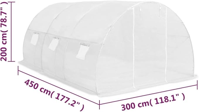 vidaXL Greenhouse, Spacious 145.3 ft² Coverage, Protective & Robust PE Mesh Fabric, Durable Galvanized Steel Frame, with 6 Windows and 1 Door, Ideal for Fruits, Vegetables, and Plants