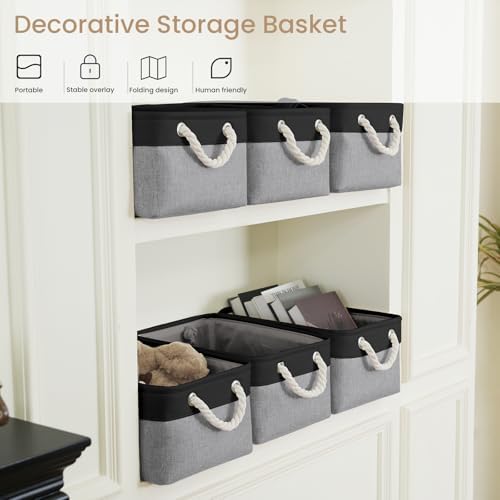 13.8x9.8x6.7 Inch Fabric Small Storage Bins with Handles 6 Pack