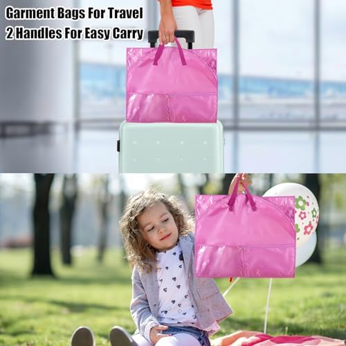 2 Pack Garment Bags for Travel Storage,Dance Costumes Bag,Garment Bag for Dancers,Kids Girls Garment Bags for Hanging Clothes,40Inch Pink Dance Recital Cheer Uniform Dance Bags