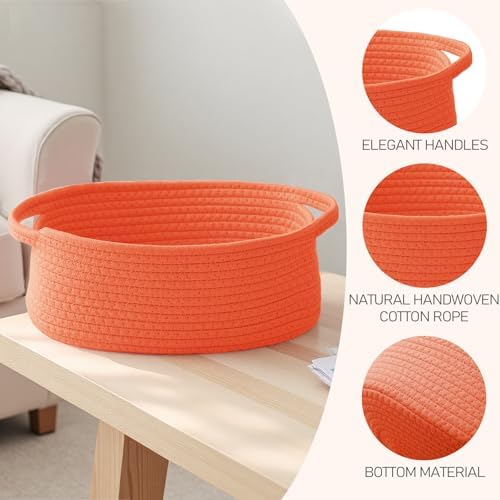 JMvicyroam Small Woven Basket, Empty Gift Basket, Orange/2 Pack