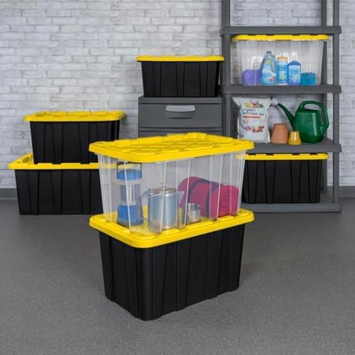 Sterilite Industrial Storage Tote with Lids for Garage, 27 Gallon, 16-Pack