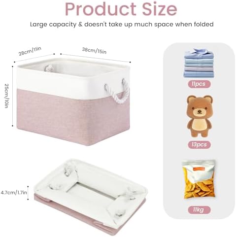 15x11x10 In Foldable Fabric Large Storage Bins with Handle 1 Pack