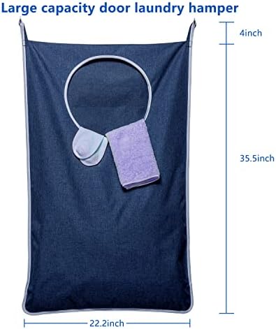KEEPJOY 2 Pack Large Hanging Laundry Hamper Bag, 35x21.6 Inch Oversized Clothes Hanging Laundry bag with Hooks, Perfect for Managing Dirty Clothes Storage Bag (Blue,2-Pack)