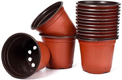 Delxo 100 Pcs 4 Inch Plants Nursery Pots Reusable Plant Seeding Nursery Pot Waterproof Plastic Pots Seed Starting Pots