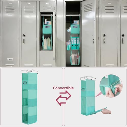LOVEGRASS 3 Shelf Hanging Locker Organizer with Side Pockets, Dark Green