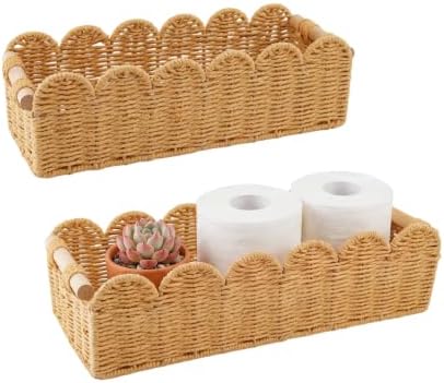 YRMT Toilet Paper Storage Basket Paper Rope Bathroom Baskets Set of 2