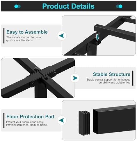 Maenizi Full Size Bed Frame, 20 Inch Metal Platform Support Up to 3000 lbs