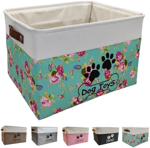 Collapsible Dog Toy Basket Foldable Dog Toy Box Bin for Pet Chew Toys Accessory