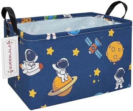 Rectangular Collapsible Laundry Basket with Side Handles, Star Astronaut