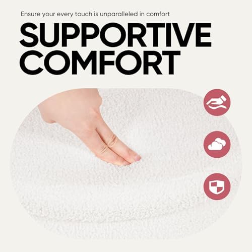 17 in Round Storage Ottoman,Boucle Sherpa Ottoman with Tray, Faux Teddy Footrest for Bedroom Dorm Living Room