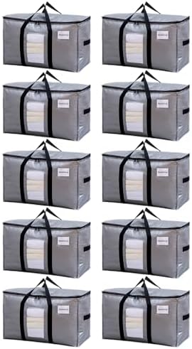 TAILI 10 Pack Silver XXL Moving Bags,Storage Bags with Visible Window
