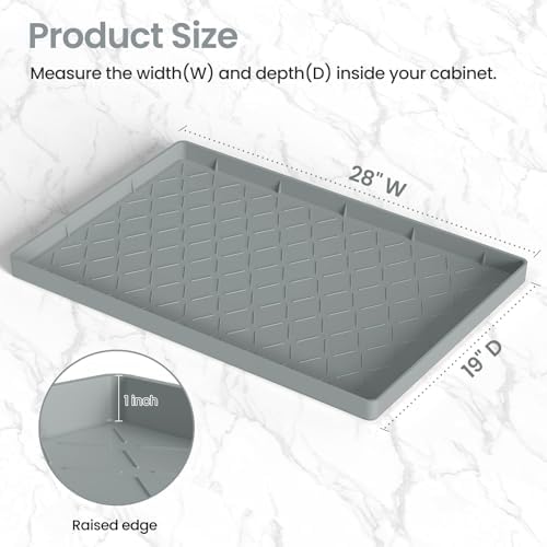 Mateeylife Under Sink Mat Kitchen Waterproof，Silicone Sink Tray 28"X19"