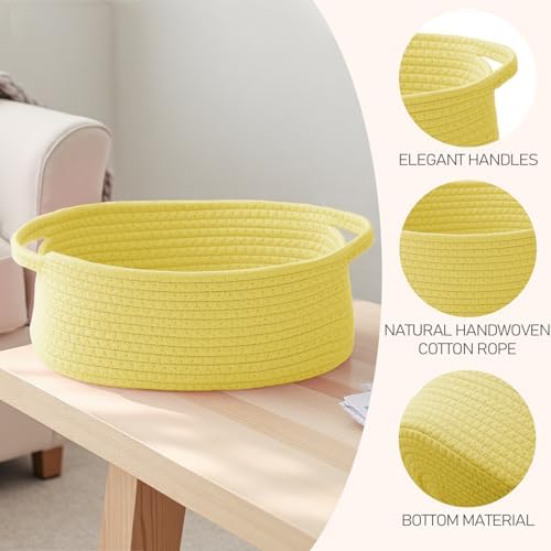 JMvicyroam Small Woven Basket, Empty Gift Basket, Yellow/1 Pack