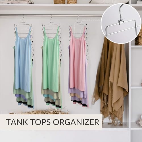 ZEDODIER 3 Pack Tank Top Hanger, Bra Organizer for Closet, Space Saving | 48 Hooks Total, Sturdy Metal, 360° Rotating, Foldable Design, Hanging Closet Organizers and Storage for Apartments and Dorms
