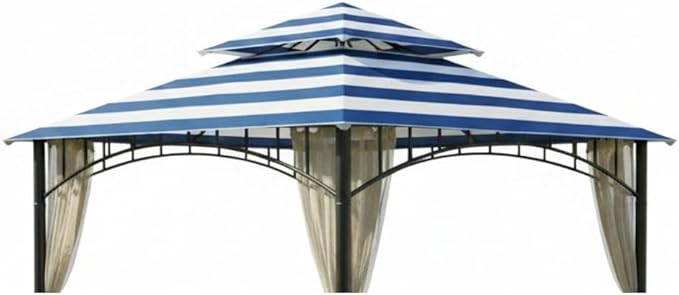 Garden Winds Durable 350 Replacement Canopy Top Compatible with Madaga 10’ x 10’ Gazebo Models L-GZ136PST, L-GZ136PST-7, L-GZ136PST-2 - Cabana Blue