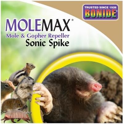 Bonide Molemax Animal Repellent Stake For Gophers and Moles, Battery Operated, Humane Repellent