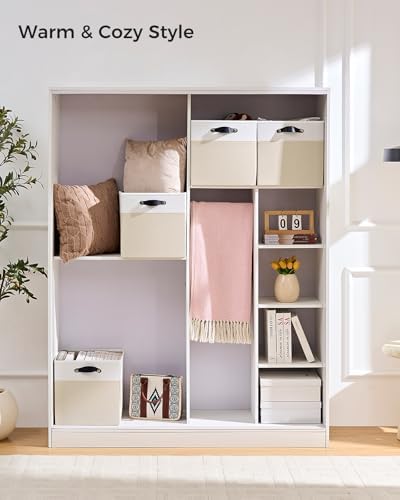 Cube Storage Bins | 13"x15"x13", Beige & White, 4 Pack