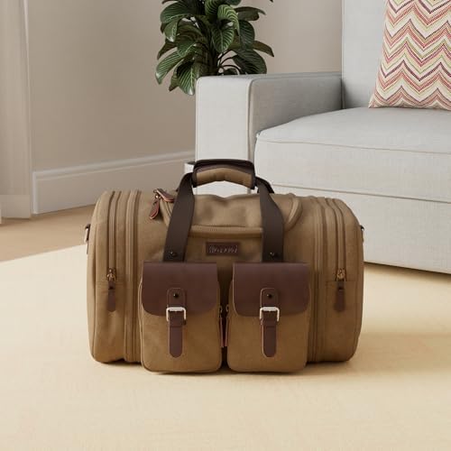 Wildroad Canvas Duffle Bag - 60L Expandable Weekender Overnight Travel Bag