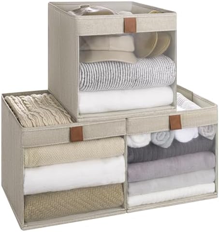StorageWorks 11x11 Storage Cubes, Fabric Bins, Brown and Beige, 3-Pack