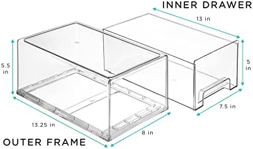 Sorbus Clear Storage Drawers for Refrigerator with Handles (Large, 2 Pack)