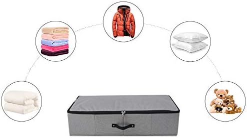 2PCS Foldable Under Bed Storage Container with Plastic Support Liner, Handles, Zipper lid, Sweater Pillow Blankets ClothesStorage Organizer for Bedroom and Closet, 29×15×7inch, Dark Grey