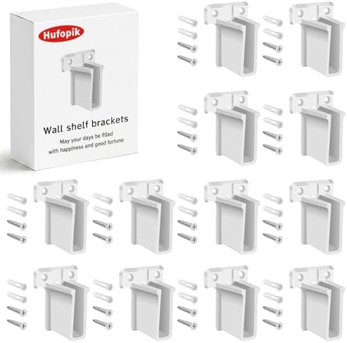 12 Pcs Wire Shelf End Bracket, Designed for Closetmaid Wire Shelving, Wall Mount Brackets for Shelves Closet, Screws Included, Wire Shelf Clips, wall Shelf Brackets, Closet Wire Shelving
