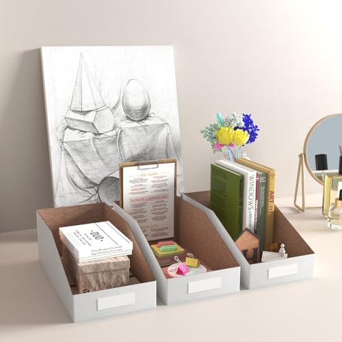 ZBEIVAN Cardboard Storage Bins Boxes 35 Packs 12x6x4.5 Inches, Easy Assembly Pantry Organizer Bins for Shelf, White