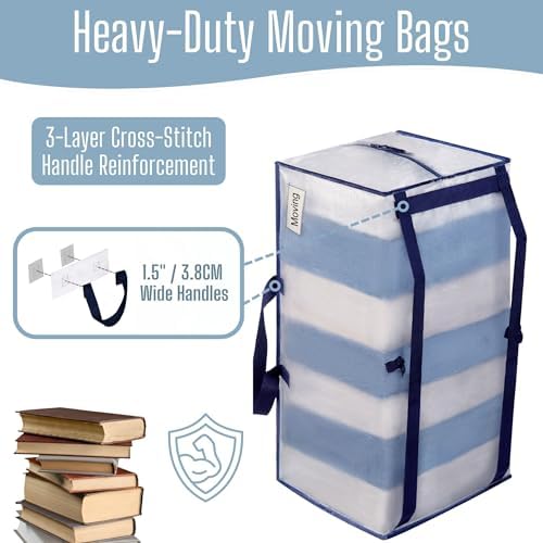 VENO 6 Pack Heavy Duty Moving Bags with Backpack Straps, Zippers & Handles, Extra Large Packing Bags for College Dorm Essentials, Moving Supplies Alternative to Cardboard Moving Boxes