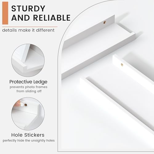 FLYJOE Floating Picture Ledge Shelves for Wall Set of 4, 56 Inch Wall Shelves with Lip Long Large Nursery Book Shelf for Toys Storage Kids Bookshelf Wall Mounted Living Room Bedroom Decor Frames