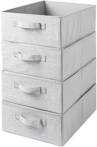 Decorative Storage Boxes for Organizing Clothes in a Dresser Collapsible Fabric Storage Bins Organizer Set with Handles for Bedding Clothes Toys Socks and More (Light Grey)