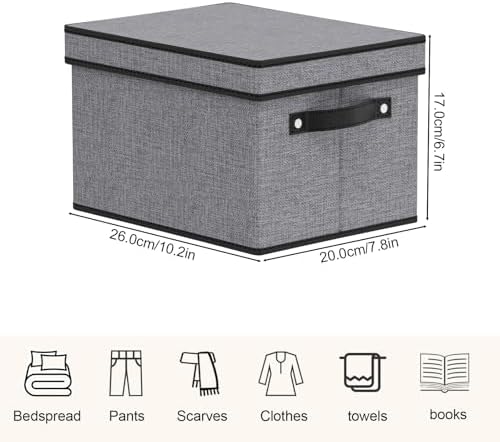 Storage Box with Handles,10.2×7.8×6.7 In,Gray Bin,3-Pack