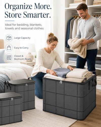 3 Pack 180L Portable Moving Storage Bags, Spacious Moving Storage Bin, Foldable Large-Capacity Clothes Storage Containers for Bedroom, Closet, Clothing, Comforter, Reinforced Handles，M:100L：1