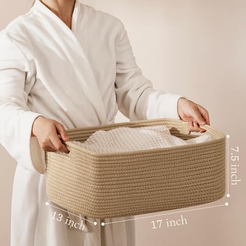 2 Pack Storage Baskets for Organizing, Large Woven Storage Basket, Brown