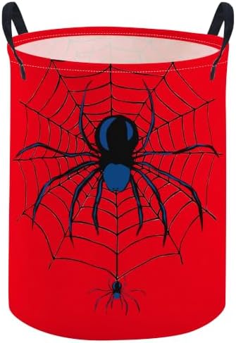 ESSME Kids Laundry Basket,Spider Hamper Collapsible Canvas Waterproof Storage Bin for Boys, Cute Hamper,Gift Baskets(Red spider)