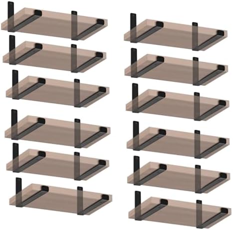24 Pack - 7.25" L x 4" H x 1.5" W J Lip Shelf Brackets Rustic Farmhouse Iron Wall Floating Shelf Bracket Metal Shelf Bracket Industrial Shelf Supports with Screws Black