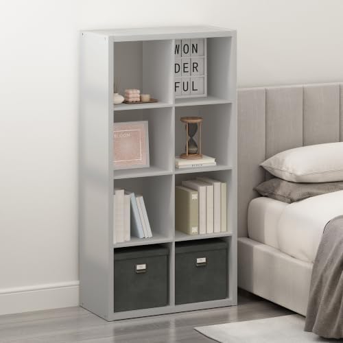 Furinno Simple 8-Cube Storage Organizer, Extra Thick Frame, Pale Grey