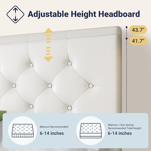 Allewie King Size Storage Bed Frame with 4 Underbed Drawers, White