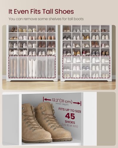 VASAGLE Tall Shoe Storage Cabinet, 10‑Tier, Holds Up to 50 Pairs of Shoes