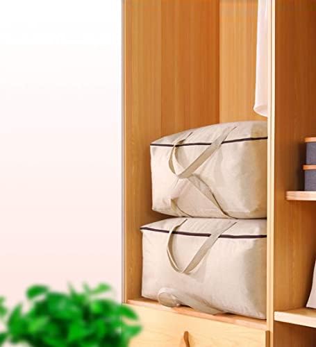 2 Pack Cotton Storage Bags for Duvets, Blankets, Soft Blanket Organizer Bag